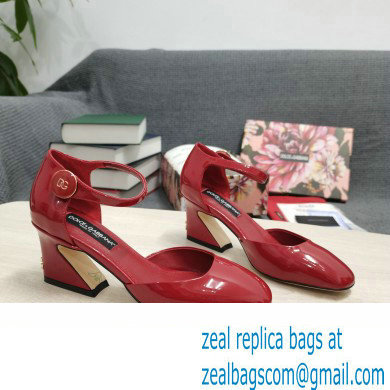 Dolce  &  Gabbana Heel 6.5cm/10.5cm Patent leather Mary Janes Red with Geometric Heel 2022